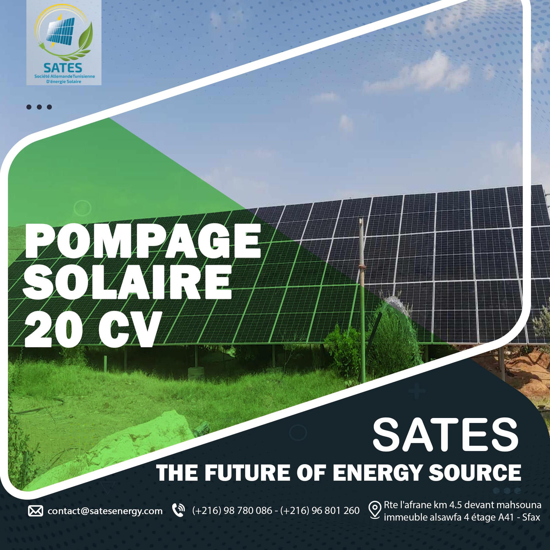 Installation SATES Pompage Solaire 20 CV