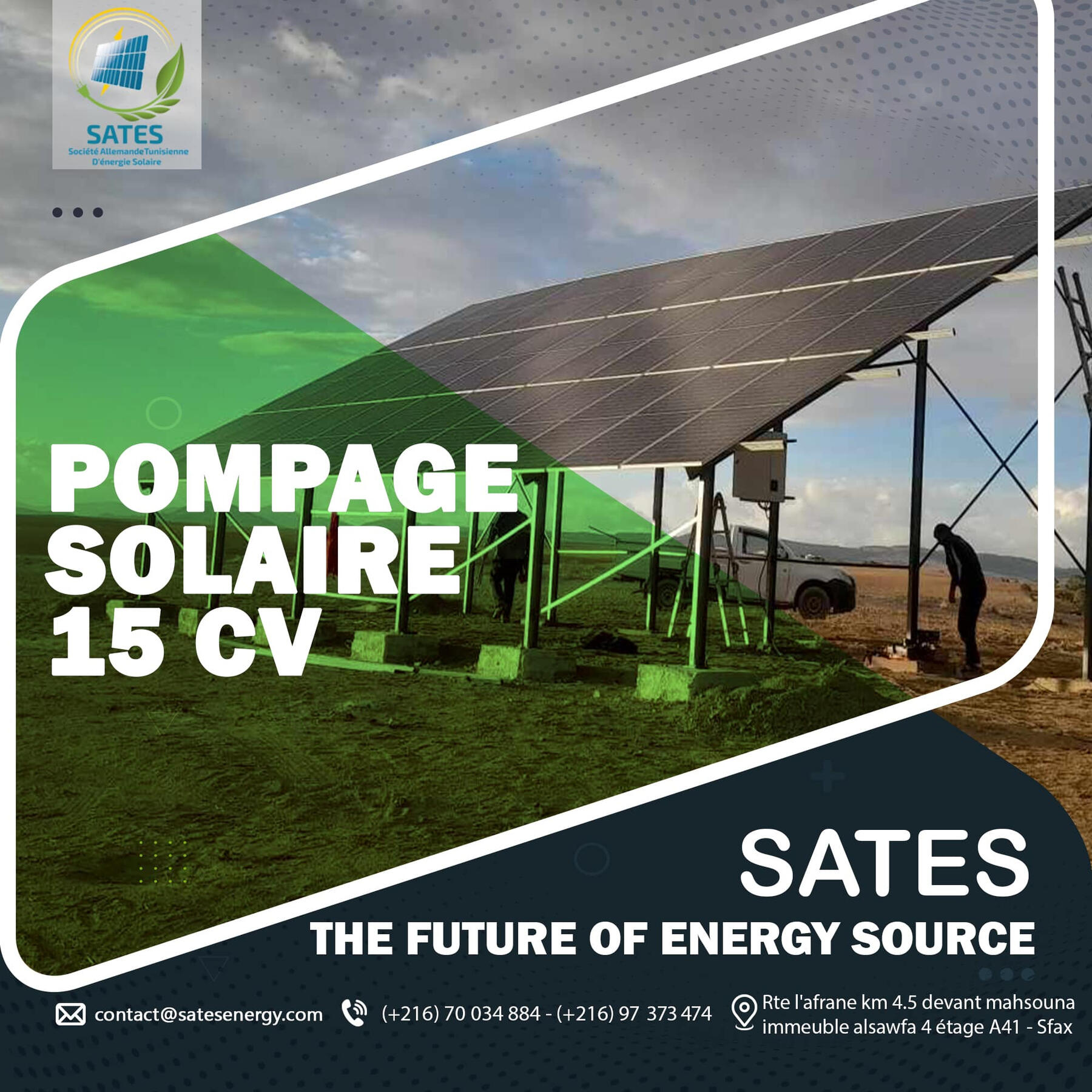 Installation SATES Pompage Solaire 15CV